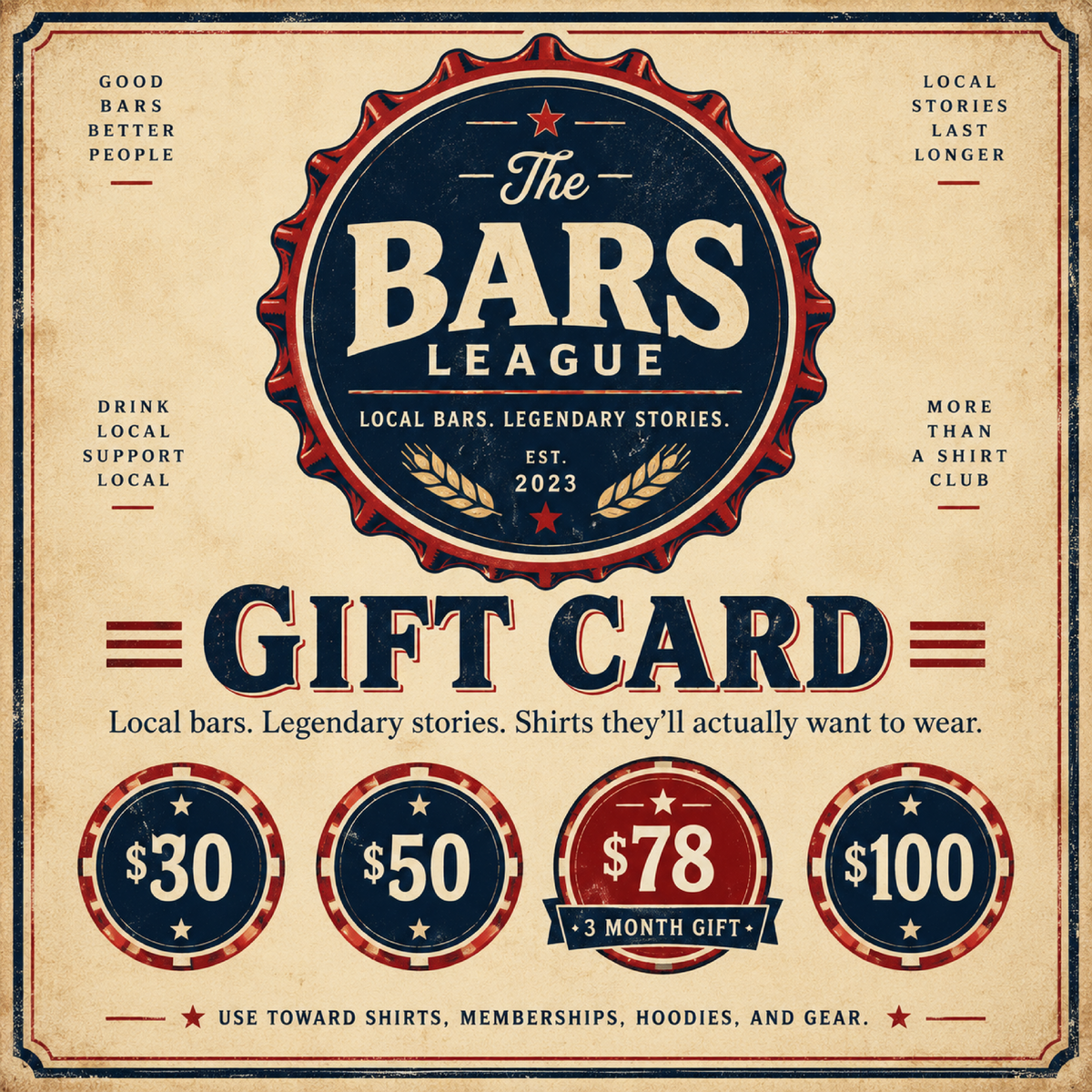 The Bars League™ Gift Cards